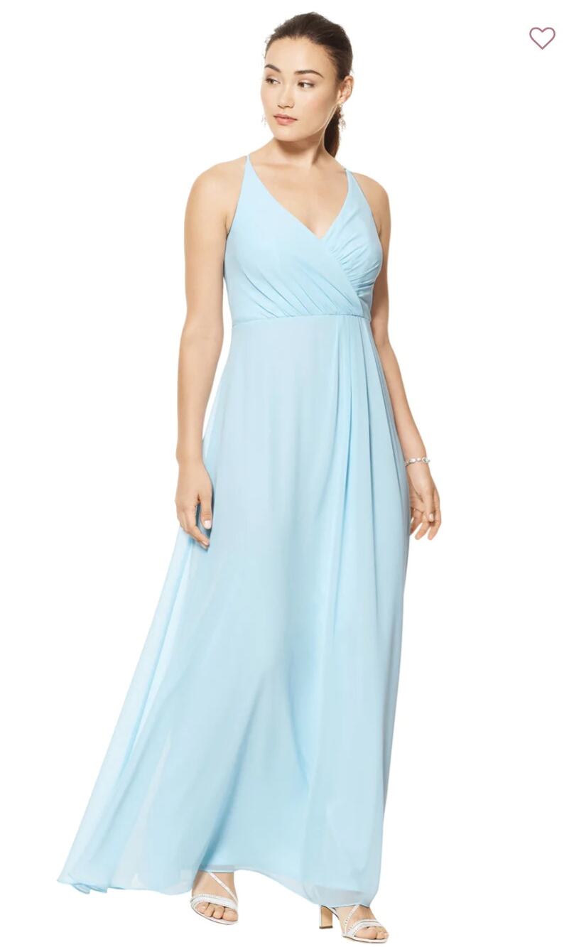 Bill Levkoff Halle Chiffon A Line Princess Dress Light Blue Size 10